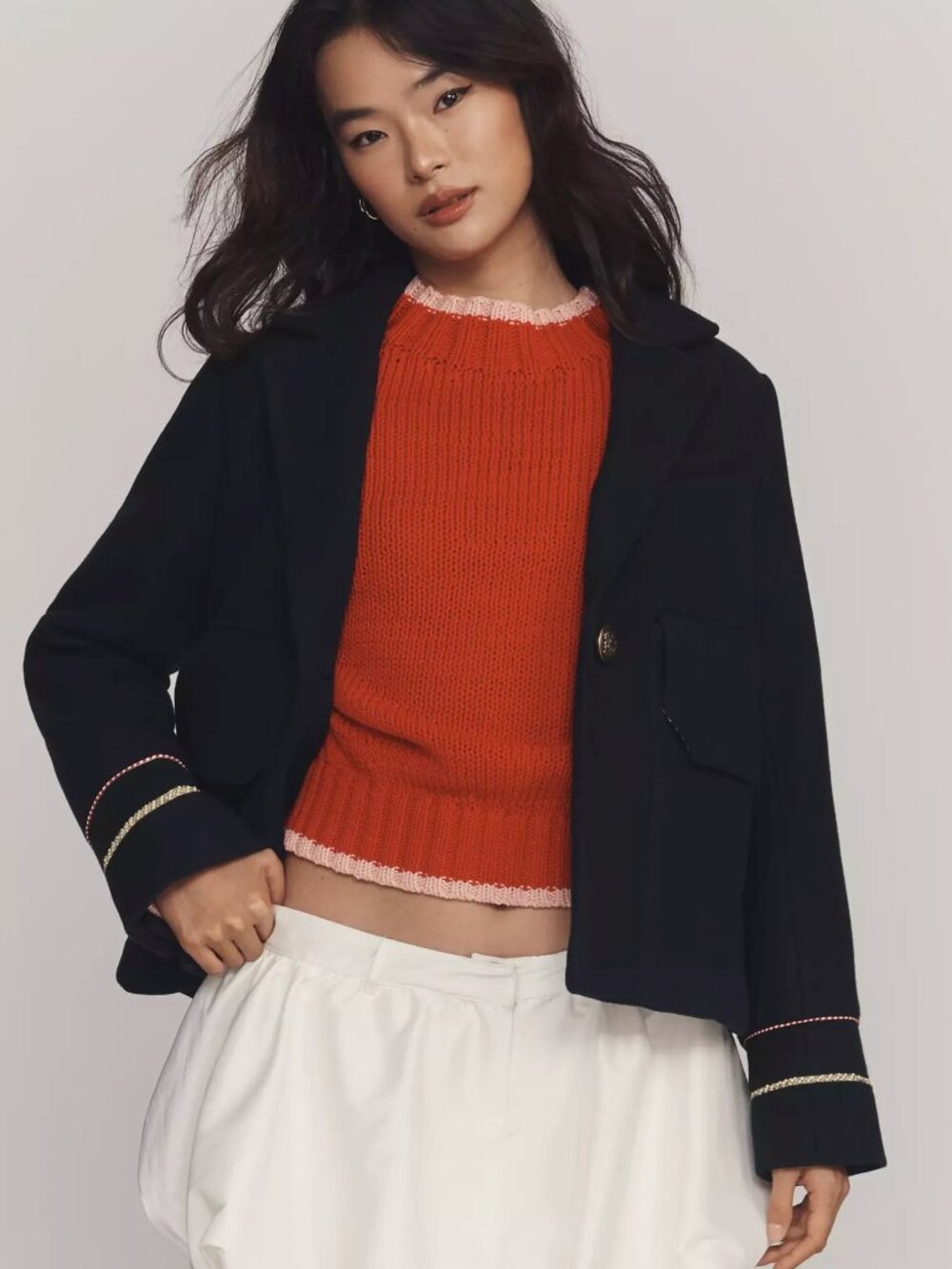 NWT Anthropologie Maeve Navy Heavyweight Swing Coat XS
